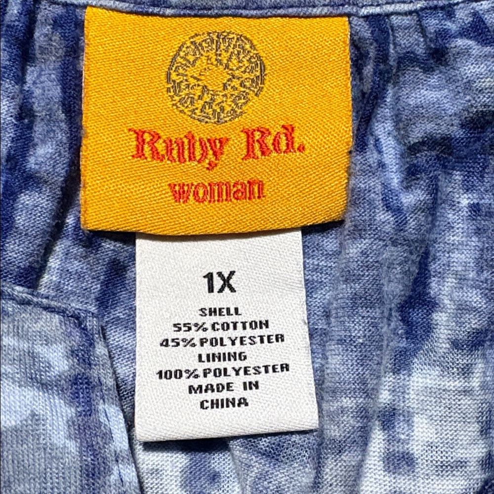 Ruby Rd. Indigo Patterned Blouse-2 piece - Picture 2 of 2